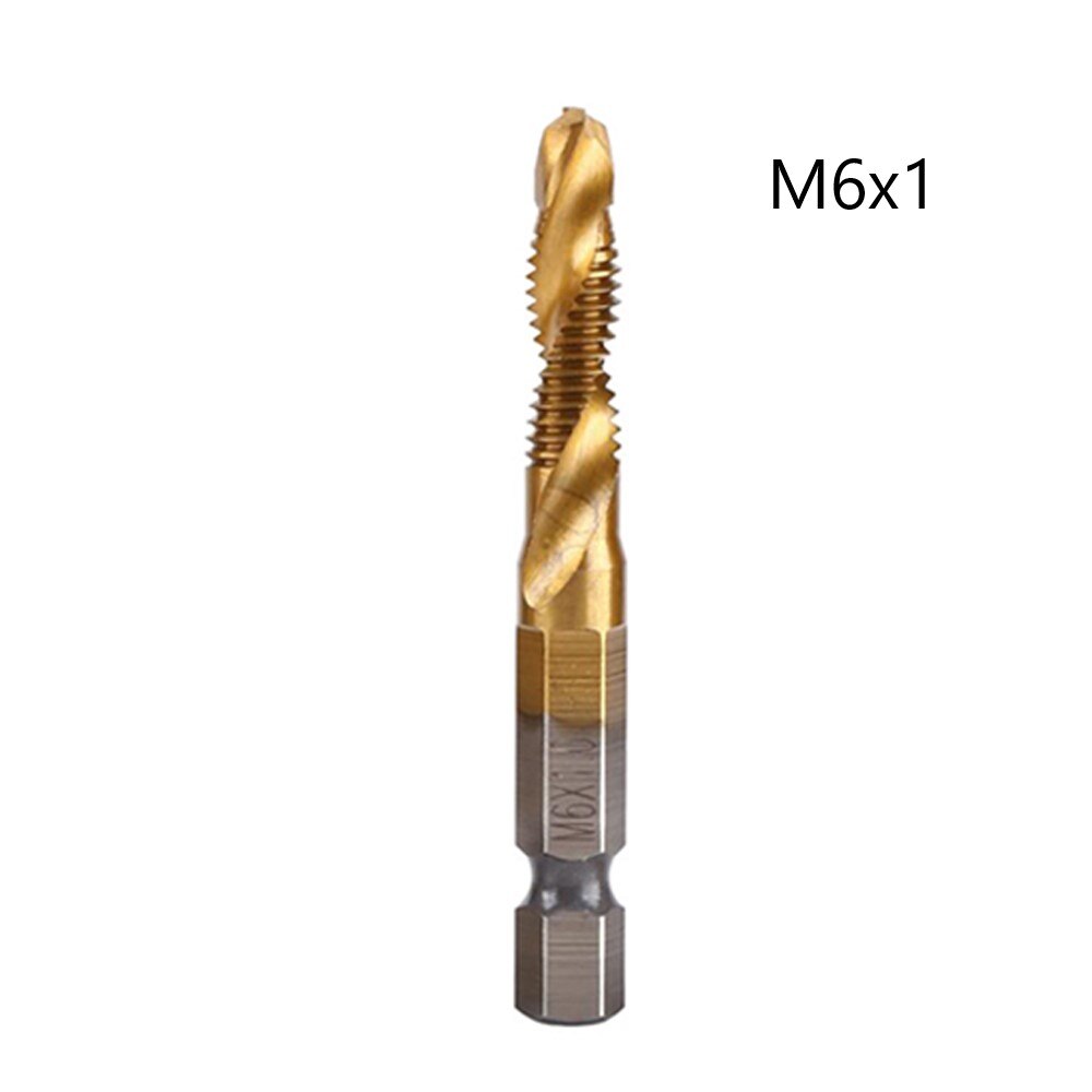 Hex Shank Titanium Plated HSS Screw Thread Metric Tap Drill Bits Screw Machine Compound Tap M3 M4 M5 M6 M8 M10 Hand Tools: J