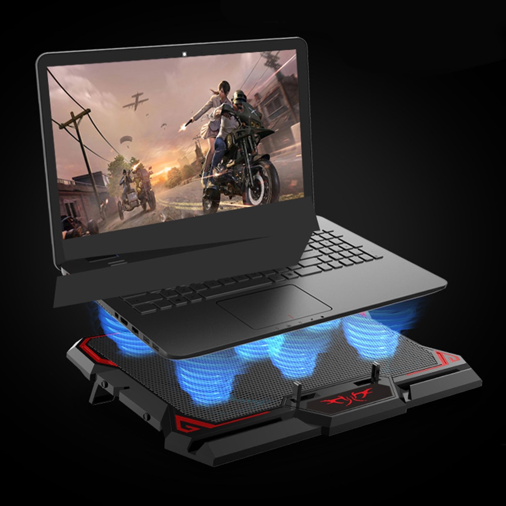 13-17 Inch Gaming Laptop Cooler Zes Fan Led Screen Twee Usb-poort 2600Rpm Laptop Cooling Pad Notebook stand Voor Laptop
