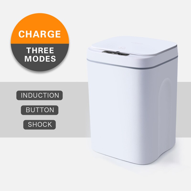 Poubelle intelligente 12L/14L/16L, chargement USB, capteur automatique, poubelle intelligente, poubelle électrique Rechargeable: White / 12L
