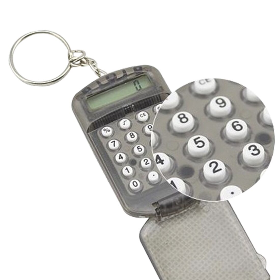 Etmakit Gray Hard Plastic Casing 8 Digits Electronic Mini Calculator Keychain Random Color