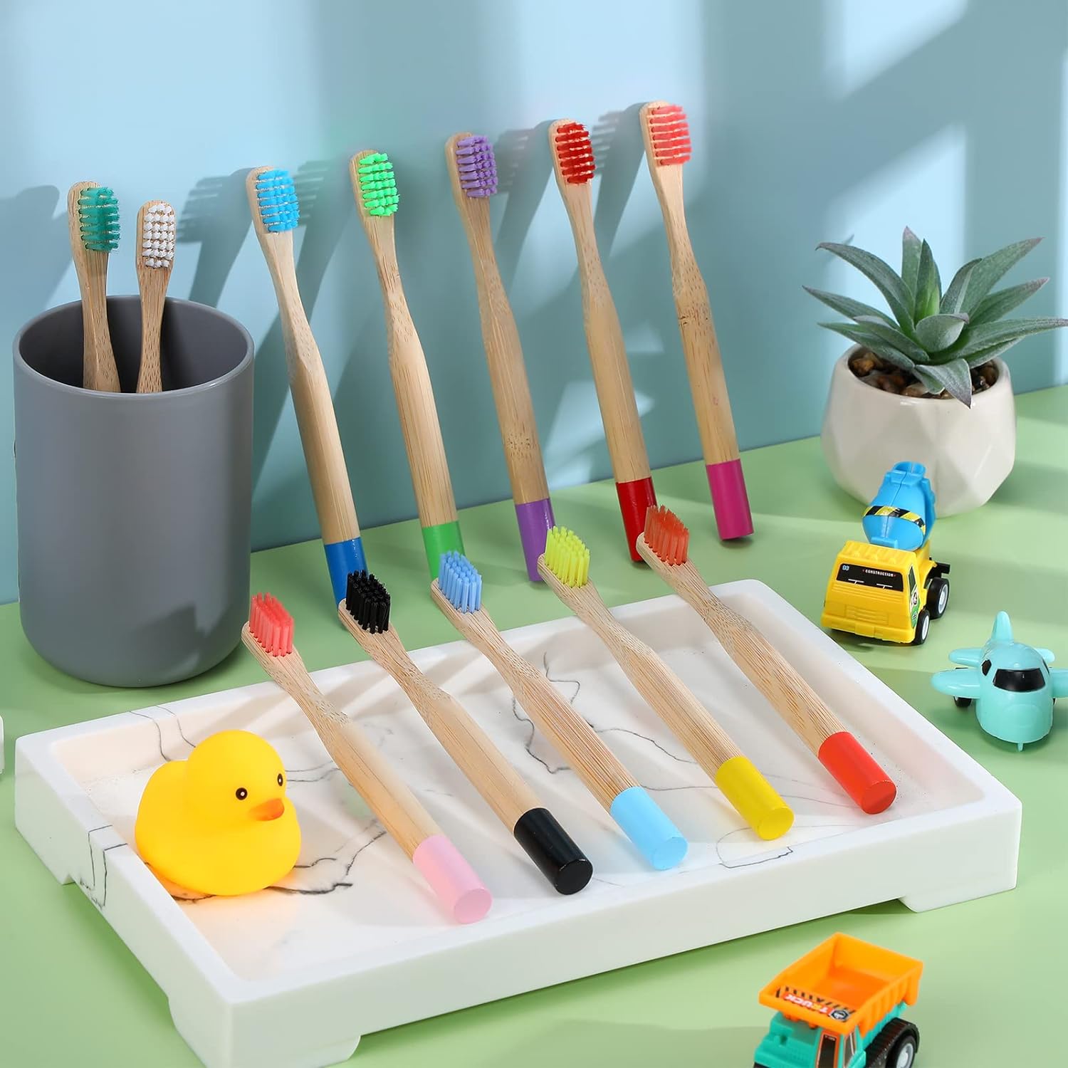 Bamboe Tandenborstel, 10 Stuks Biologisch Afbreekbare Tandenborstel Met Medium Harde Haren, Afgeronde En Comfortabele Handvat Tandenborstel