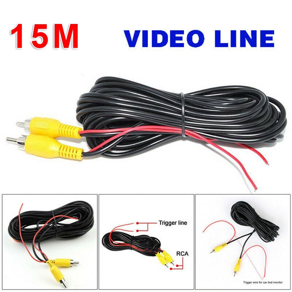 15m RCA Reverse Rear View Backup Camera Video Kabel Cord Parking Extension Wire Brand En