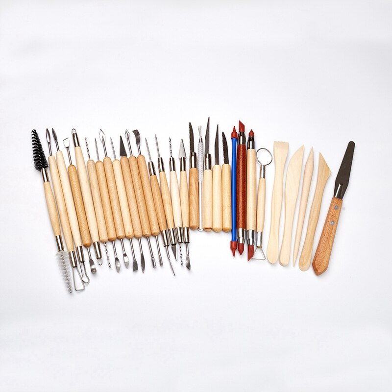 30Pcs Arts Crafts Clay Sculpting Tools Pottery Carving Tool Kit Pottery &amp; Ceramics Wooden Handle Modeling Clay Tools
