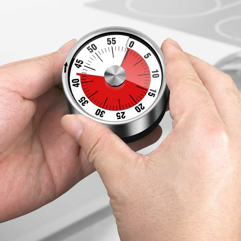 Stainless Steel Visual Timer Mechanical Kitchen Timer 60-Minutes Alarm Cooking Timer With Loud Alarm Magnetic Clock Timer