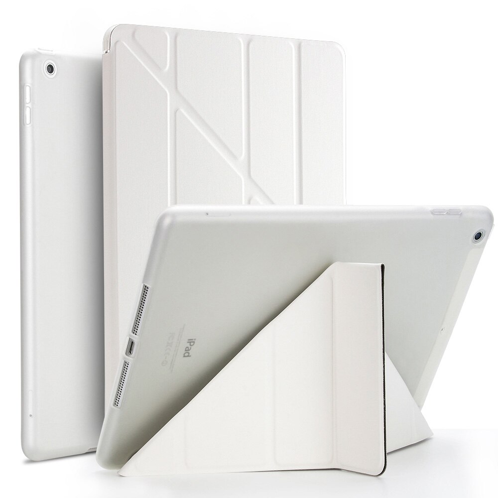 Etui na Tablet do ipada Air 2 9.7 "PU Leather Smart Sleep wake funda Trifold stojak solidna inteligentna obudowa do ipada Air 2 A1566 A1567: White