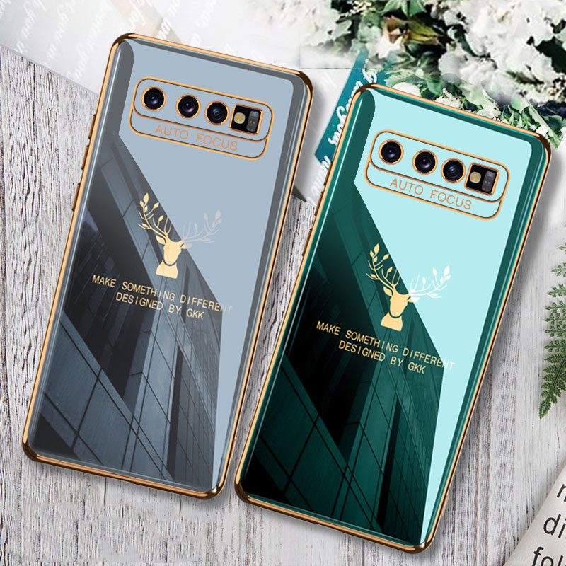 Galvanisierte hülle für samsung Galaxis  s10 s8 Plus 4g 5g , einfarbig, hirschmuster, kameraschutz, weiche tpu-handyhülle