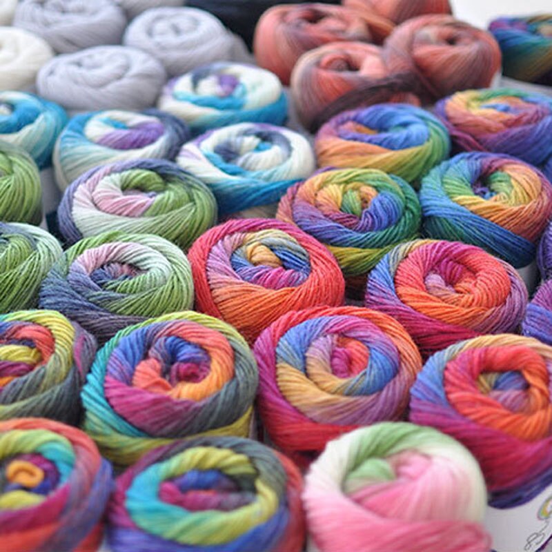 100% Wol Garen Regenboog Kleur Voor Hand Breien Haak Hand-Geweven Dikte Wollen Garen Wollen Garen Haken Sjaal Draad