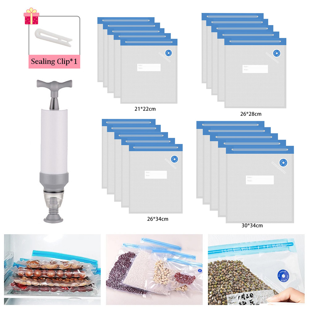 20/10pcs Vacuum Sealed Food Bags Household Food Vacuum Compression Bags Reusable Snacks Food Storage Bag Kitchen Accessories