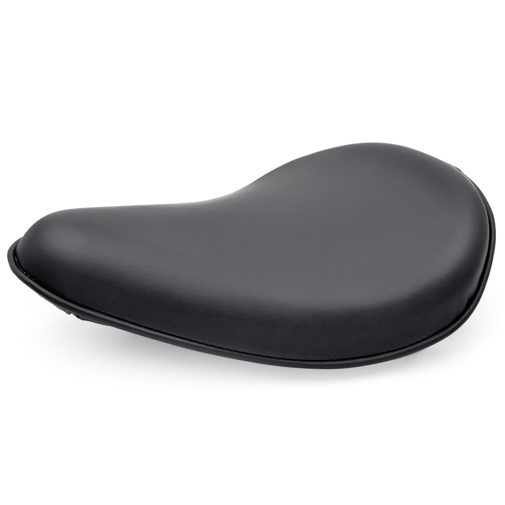 BJMOTO-almohadilla de asiento delgada para Conductor, de cuero negro, Solo con Kits de soporte de montaje para Harley Sportster Bobber Chopper