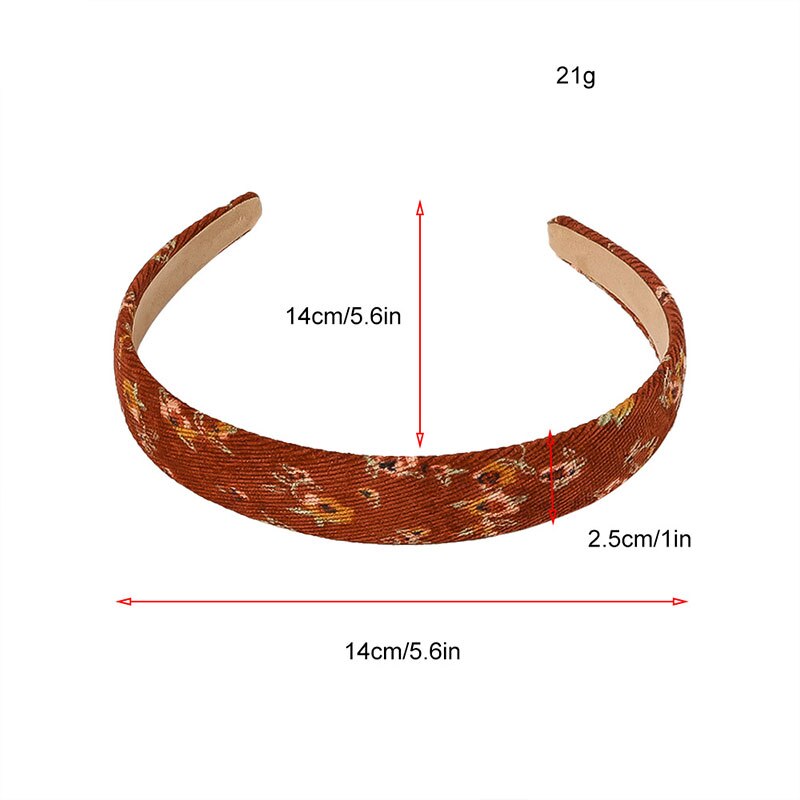 1Pc Corduroy Vrouwen Hoofdband Plaid Gestreepte Bloemen Printing Brede Hoofdband Vintage Stretch Tulband Haarband Vrouwelijke Hoofd Hoepel