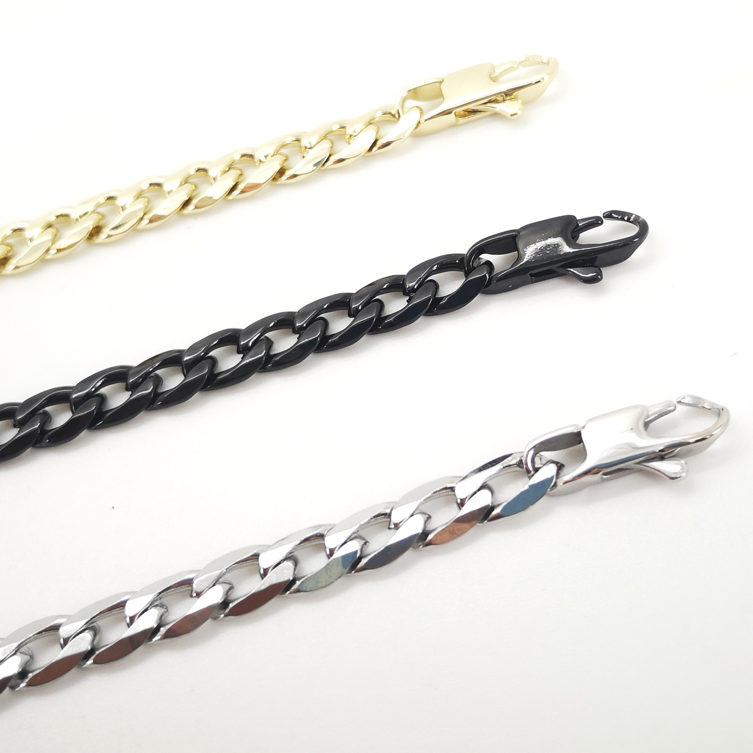 6Mm Rvs Ketting Voor Mannen/Vrouwen Lange Curb Cubaanse Ketting 18 "-36" Gun Black mode Jewerly Mannelijke Byzantijnse Jongen