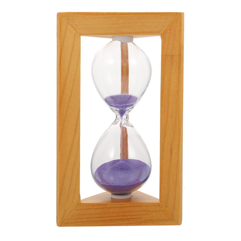 Wooden Glass Hourglass Home Desktop Timer Adornment Simple Timing Tool Home Decor Hourglass: Purple