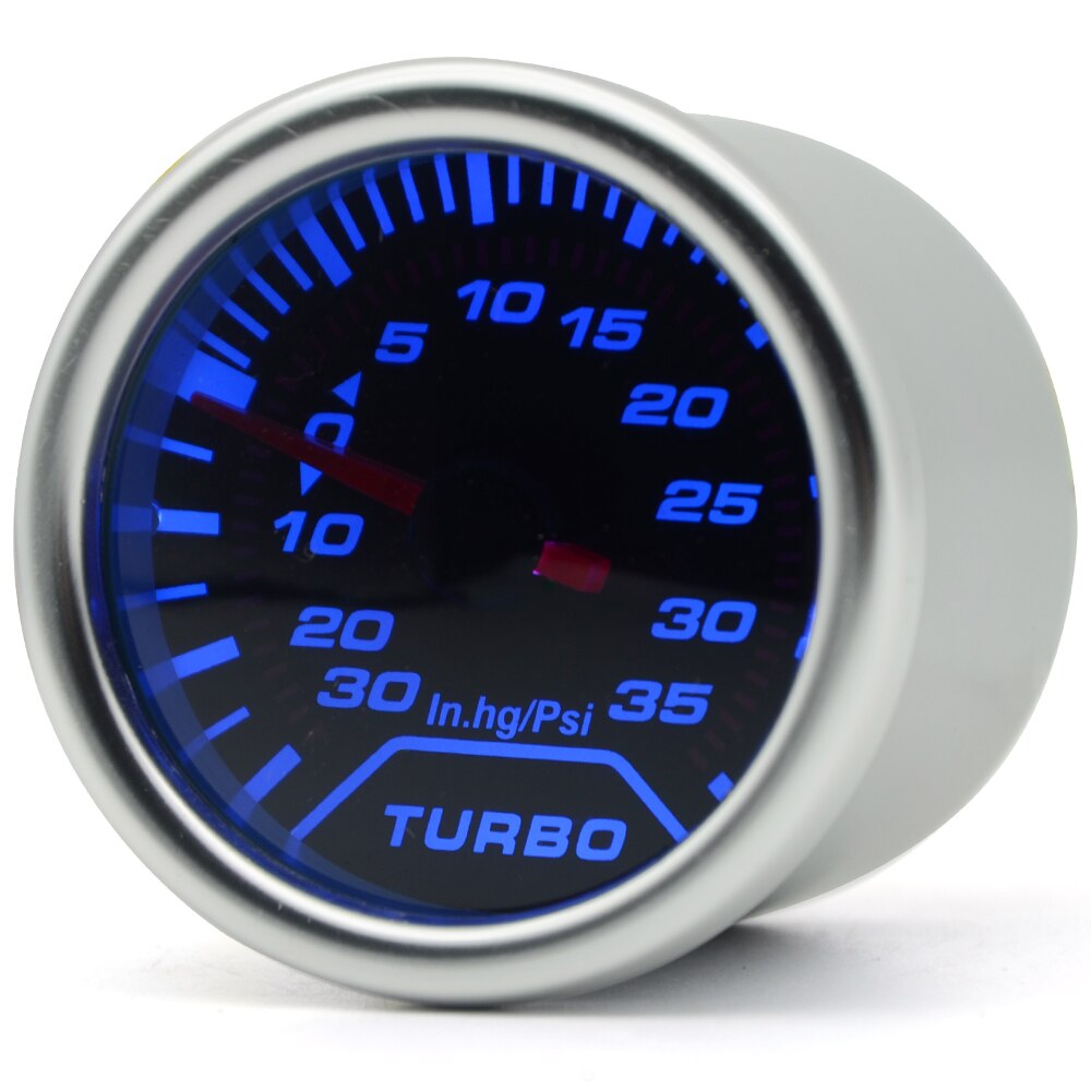 2 " 52mm universal boost turbo bilmåler  -30 in. hg ~ 35 psi meter auto blå led