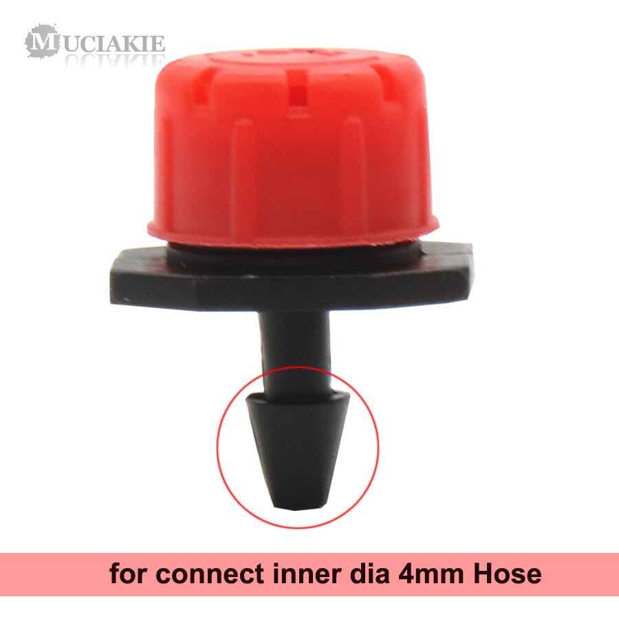 MUCIAKIE 1000PCS Red Adjustable 8-Hole Dripper with 1/4'' Barb Connecter Garden Irrigation Water Dropper Emitter for Soil Plants