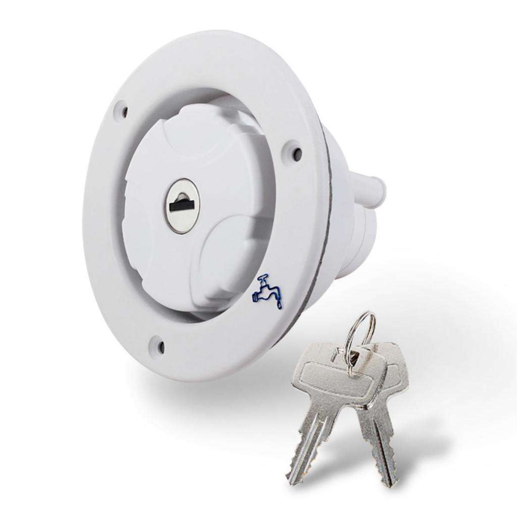 Fresh water inlet locakable supplied with two keys suitable for most fresh water inlets on motorhomes caravans and boats