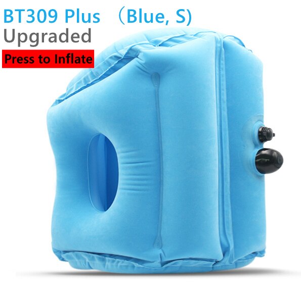 Opblaasbare Kussen Innovatieve Air Reizen Nek Kussens Hoofd Chin Ondersteuning Kussen Voor Vluchten Auto Vliegtuig Kids Dutten Kussens: BT309 Plus-S Blue
