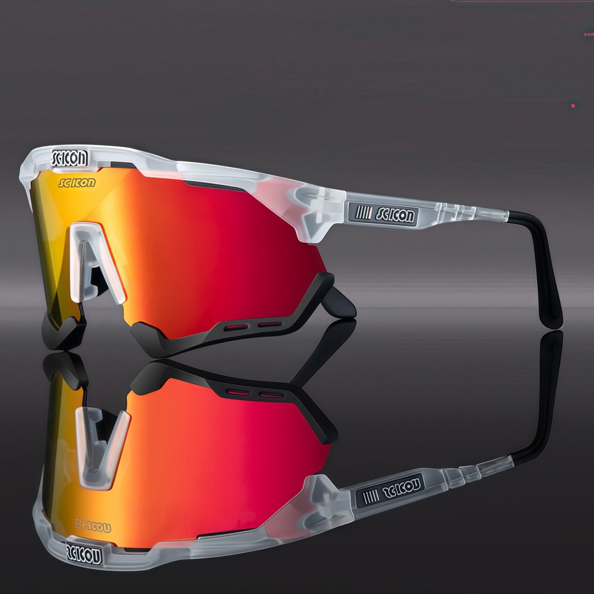 Scicon polariserade/fotokromatiska cykelglasögon  uv400 landsväg mtb cykelglasögon män kvinnor utomhussporter cykelsolglasögon: Grå / Röd