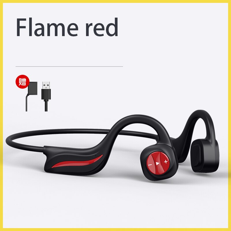 Ddj  b20 bluetooth hoofdtelefoon bone conduction zwemmen waterdicht stereo met microfoon lange standby geschikt voor xiaomi huawei: Rood