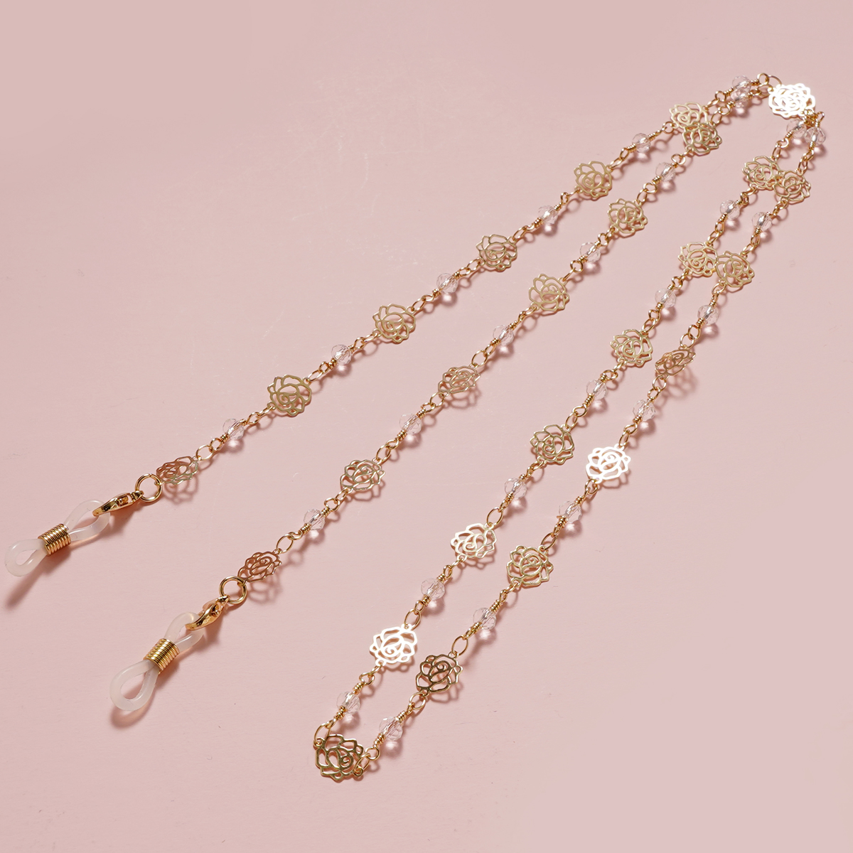 Mode Rozen Masker Kettingen Bril Ketting Voor Vrouwen Retro Metalen Zonnebril Lanyards Brillen Koord Houder Nekriem: Goud