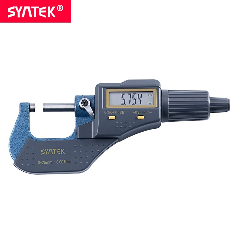 Syntek 0.001mm 0-25mm Micron Digitale Buitenmicrometer Elektronische Micrometer Gauge Professionele Industriële CE Meetinstrumenten