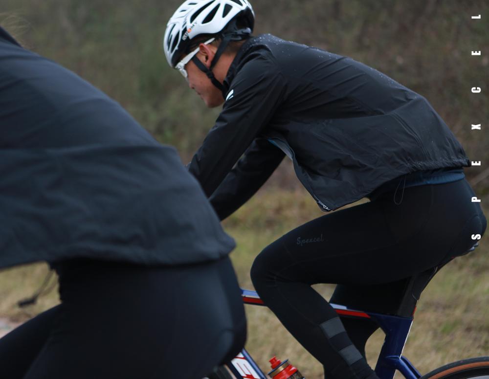 SPEXCEL-Pantalones largos de lana térmica para invierno, de color negro, para hombre, con tirantes de ciclismo , almohadilla de esponja roja para bicicletas de montaña