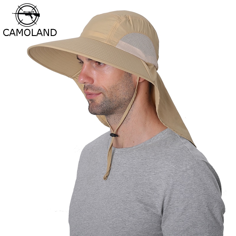 Camoland Waterdichte Emmer Hoeden Voor Mannen Vrouwen Zomer Upf 50 + Zonnehoed Lange Brede Rand Outdoor Wandelen Vissen Caps met Nek Flap