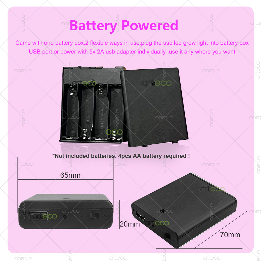 Luz Led USB para cultivo de plantas con caja de batería, tira de luces de cultivo de espectro completo de 5V, lámpara Phyto Led 2835 para plantas, invernadero hidropónico