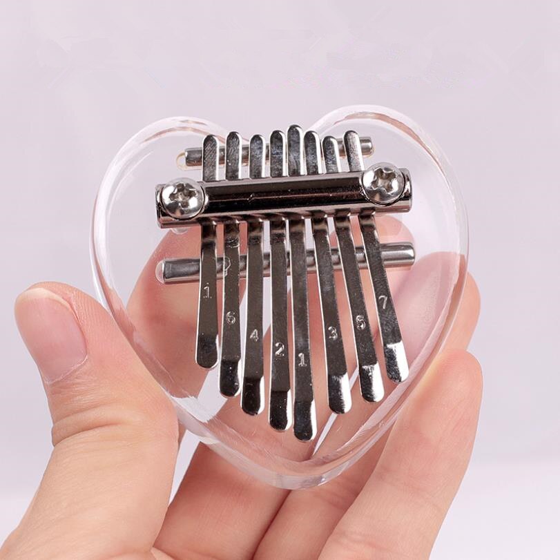 8 Keys Children Mini Kalimba Thumb Piano Acrylic Crystal Transparent Kalimba Instrument Sound Musical for Beginner Finger Piano