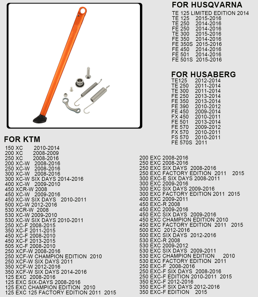 Soporte lateral de estacionamiento para motocicleta con Kit de resorte para KTM XC XCW XCF XCFW EXC EXCF -2023 para Husqvarna TE FE TX FX FS -2023: Caqui