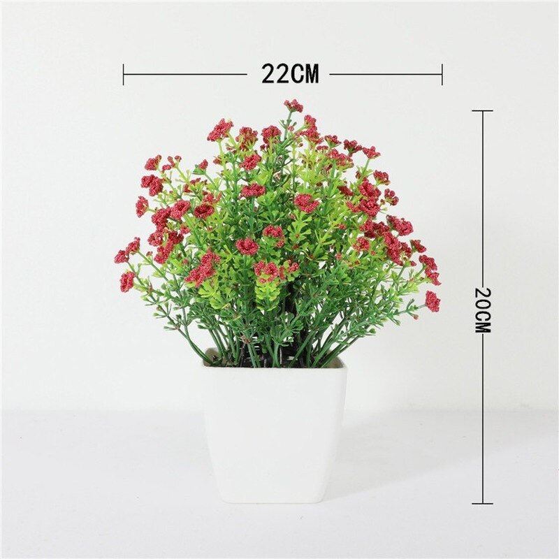 1pc Artificial Flower Bonsai Small Simulated Tree Plants Table Desktop Potted Ornaments Home Hotel Garden Decorate Plants