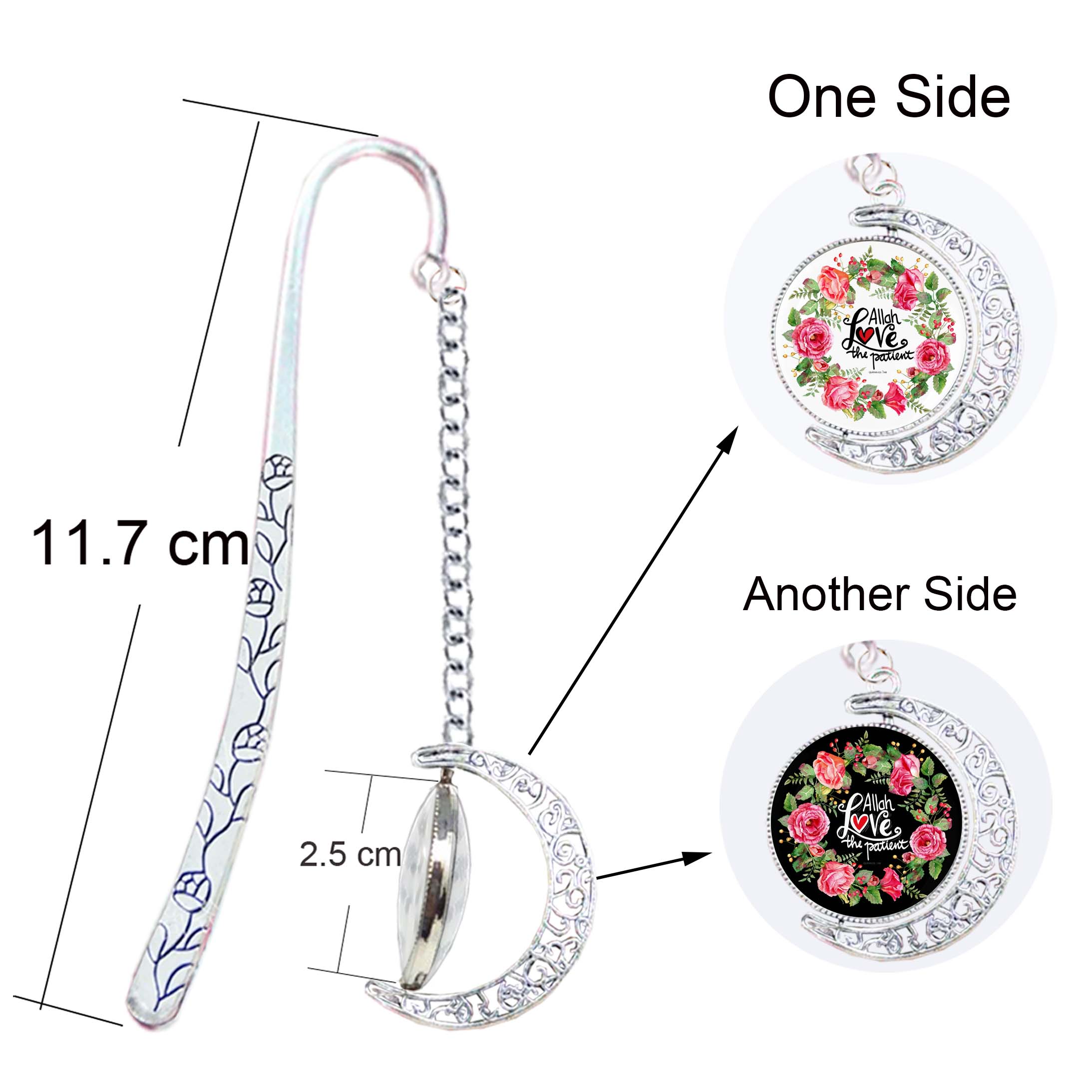Islamic Quote - And Allah Loves The Patien 3 146 - Double Sided Bookmark Spinning Pendant Muhammad Koranic Book Mark Muslim