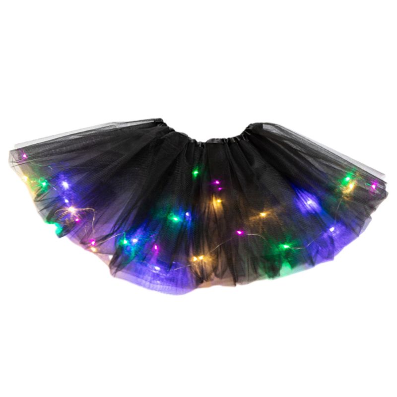 Kleine Meisjes Led Light Up Tutu Rok Neon Kleurrijke Lichtgevende Party Dance De Rok: Black