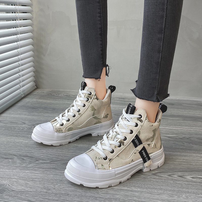 Femmes vulcanisé chaussures femme baskets toile chaussures plat confortable Camouflage chaussures hautes femmes