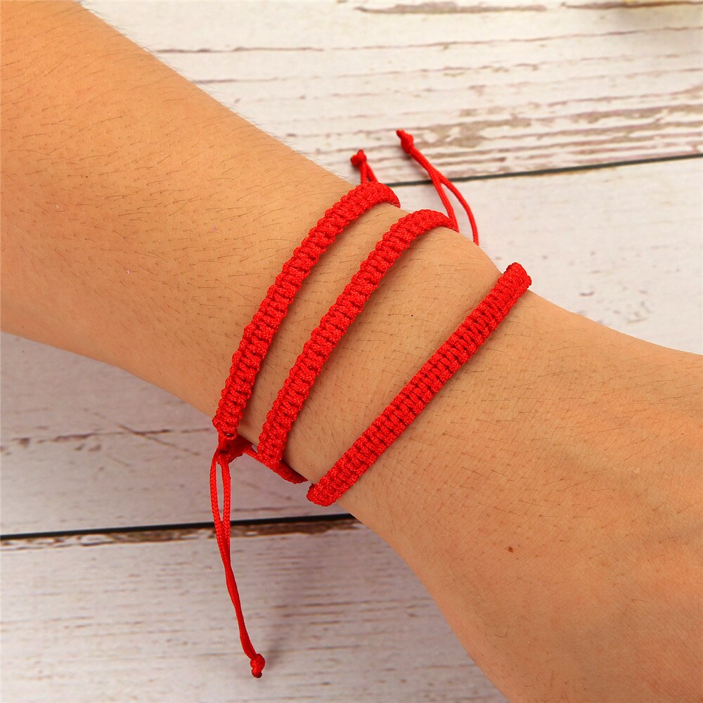 12pcs/lot Solid Braided Adjustable Lucky Red Rope String Bracelet Set for Women Men Handmade Jewelry