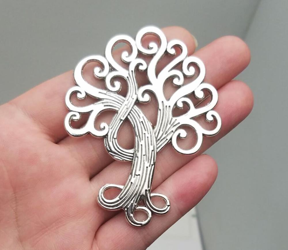 2pcs/lot--73x57mm, tree cham,Antique silver plated tree of life charms,DIY supplies, Jewelry accessories