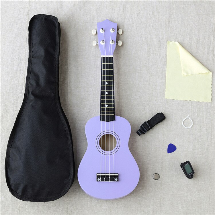 21-inch 16 colors Ukulele Adjustable Sound Musical + Bag+Strap+ Wipe Cloth +Tuner++String Stringed Instruments: purple