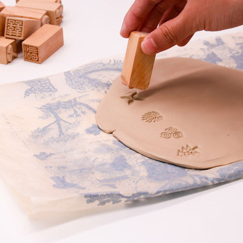 Herramienta de cerámica con relieve de madera, columna de sellos de impresión Natural, bloques de patrones mixtos, sello de textura para arcilla polimérica, artesanía de cerámica Diy
