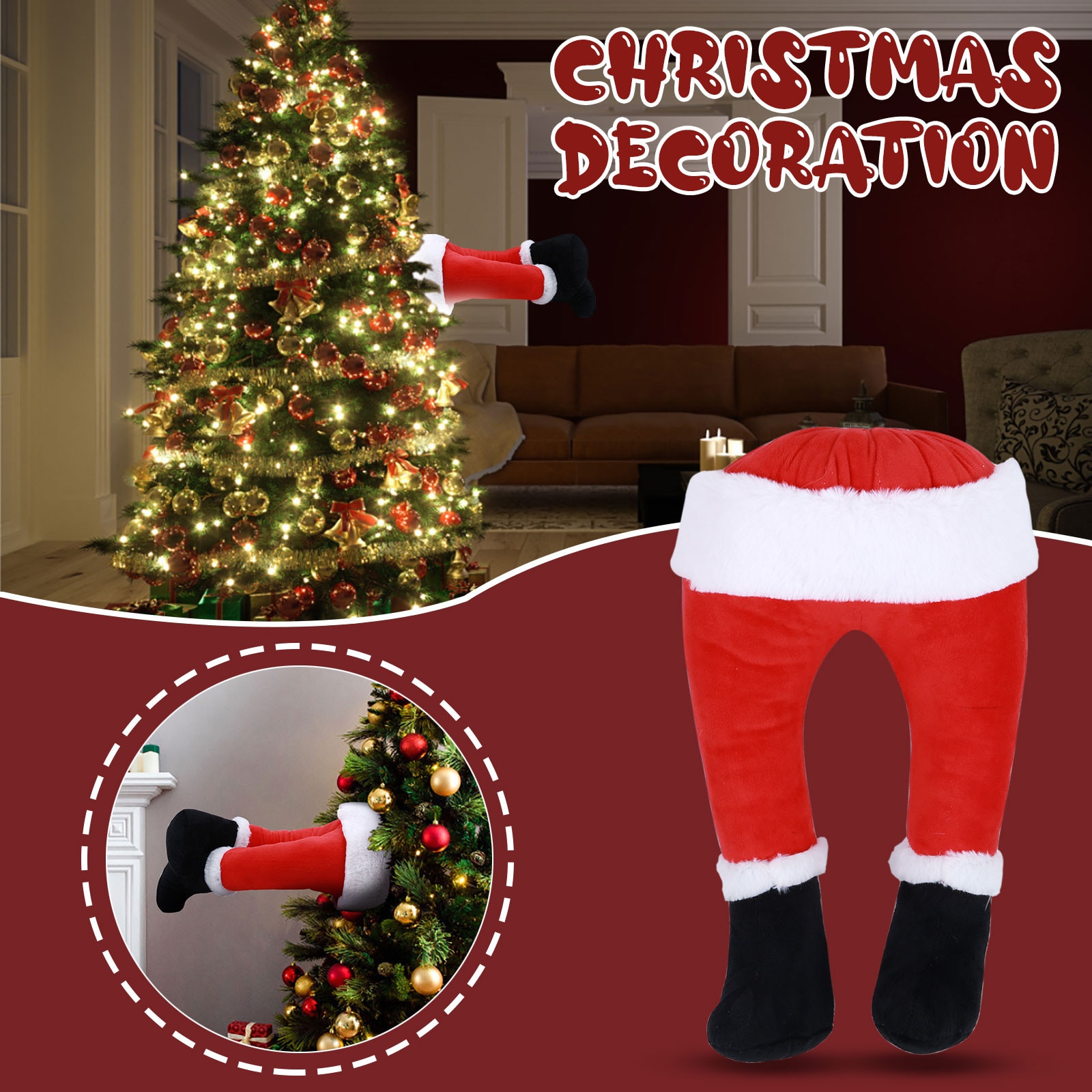 Christmas Santa Kicking Legs Home Party Christmas tree Plush Legs Decor: Default Title