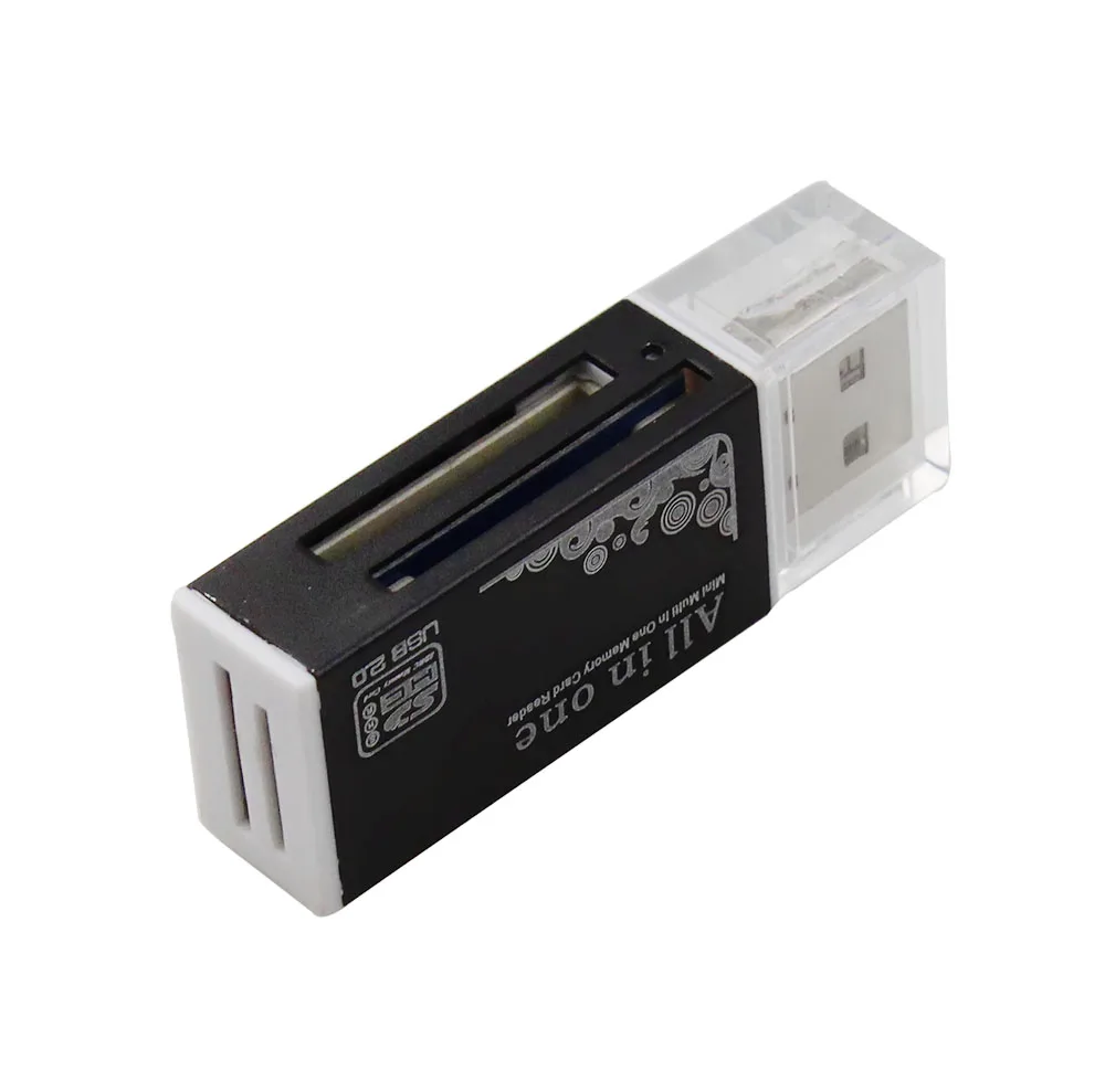 1 st kortläsare tiny usb 2.0 alla  in 1 multi minneskort läsare adapter för micro sd sdhc tf  m2 mmc 2 färger: Svart