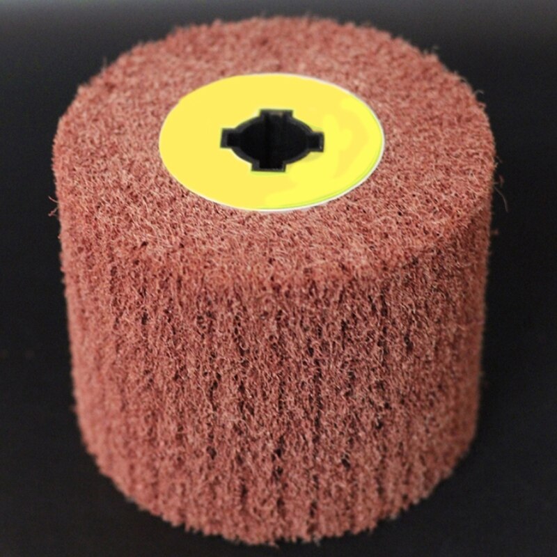 HLZS-120x100x19Mm Niet-geweven Nylon Flap Brush Satin Tekening Polijsten Ontbramen Drum Wiel Voor Roestvrij Staal