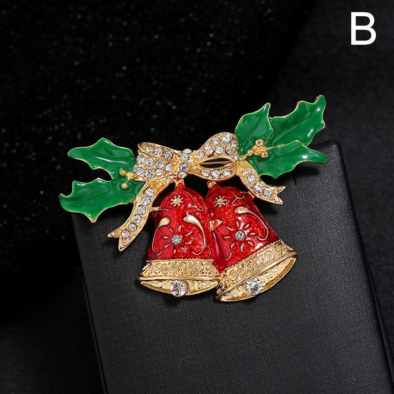 Mode Kerst Broches Kerstman Hoed Handschoenen Bells Sokken Snowfake Strass Pak Metalen Pins Badges Broche Jaar