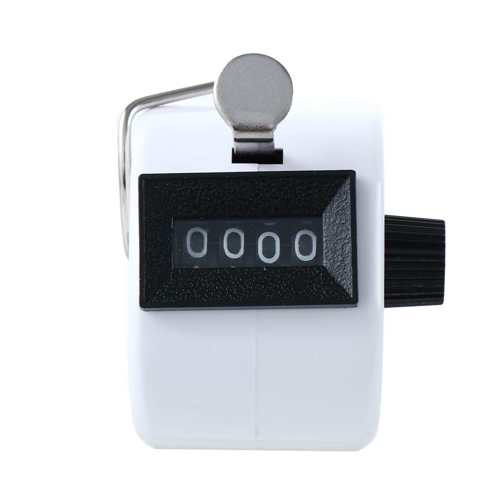 4 Digit Number Mini Hand Held Tally Counter Digital Golf Clicker Manual Training Counting Max 9999 Counter Measurement Tools: White