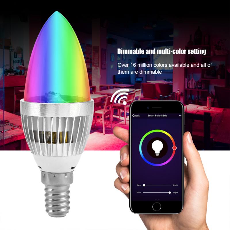 Wifi Smart Lamp Led 3W Rgb E14/E12 Kleur Veranderende Lamp Afstandsbediening Smart Telefoon App Controle voor Thuis Draadloze Lamp