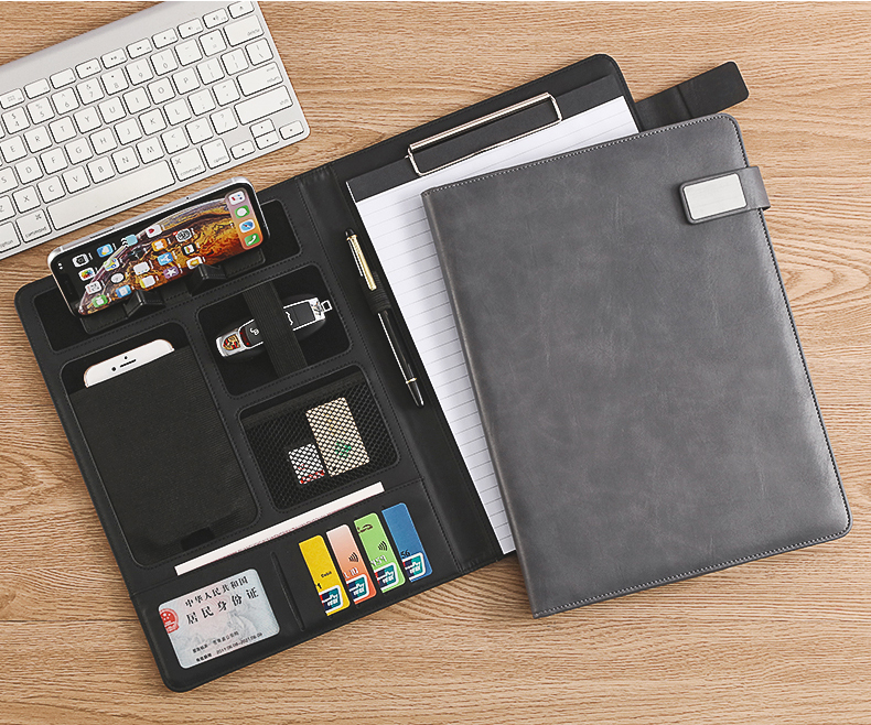 Multifunctional PU Leather A4 File folder Writing Pad Business Sign Conference Padfolio Folder Document Organizer