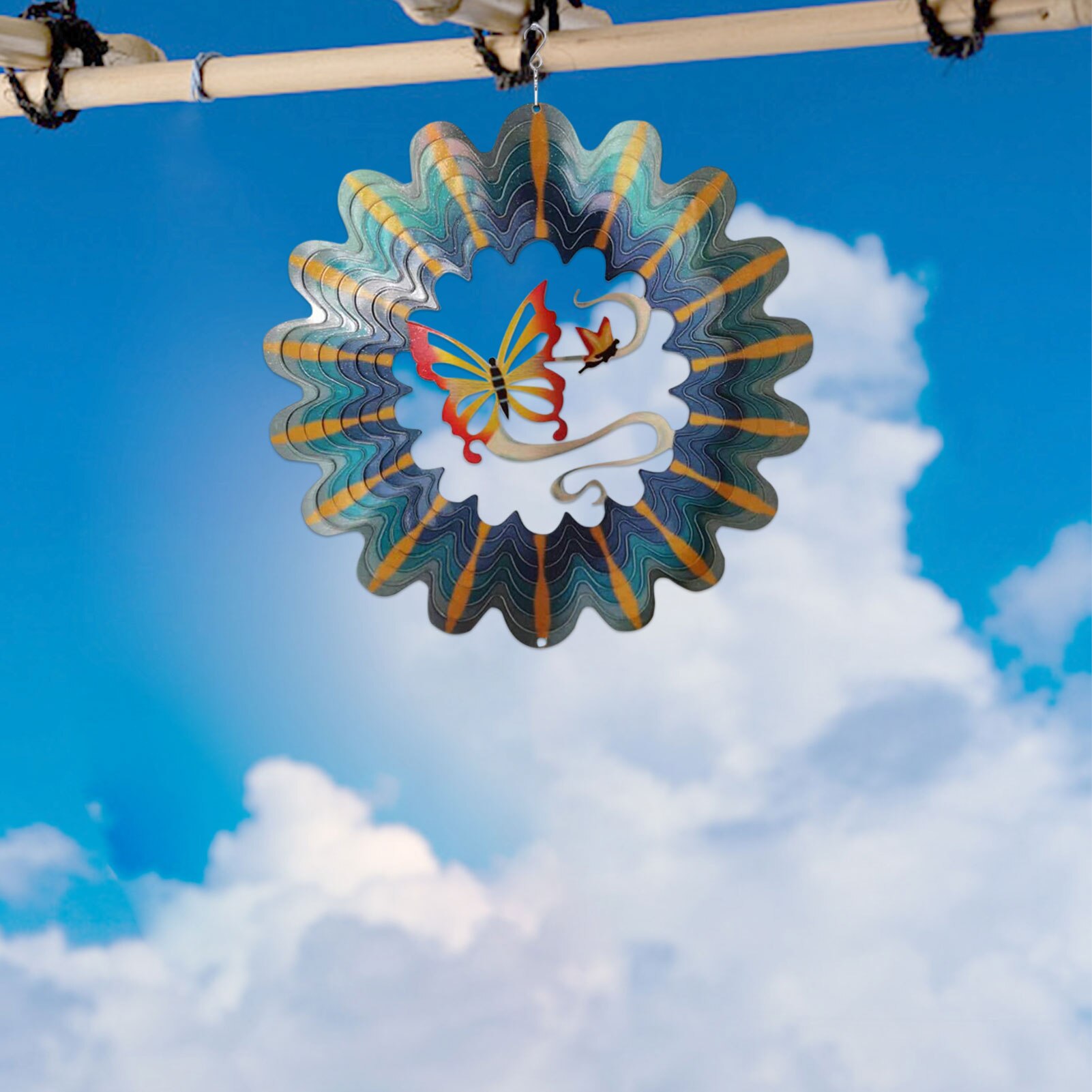 12 Inch Wind Spinner 3D Rotating Crafts Stainless Steel Indoor Outdoor Pendant For Hung On Walls Windows Trees Balconies Gardens