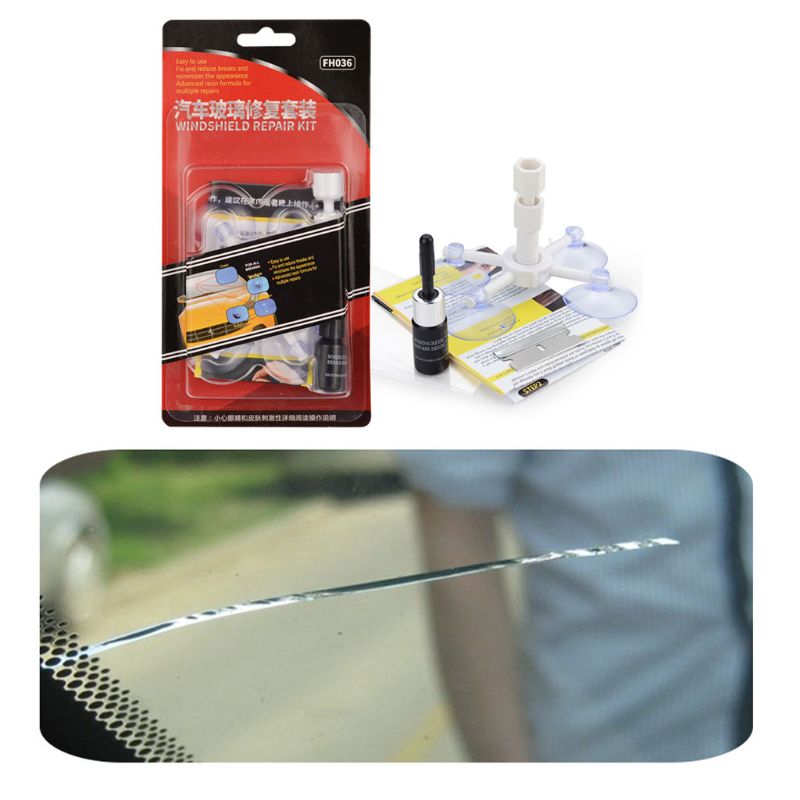 Windshield Repair Kit Quick Fix DIY Car Wind Glass Bullseye Rock Chip Crack Star Easy Instructions Operation Car Auto Accessory