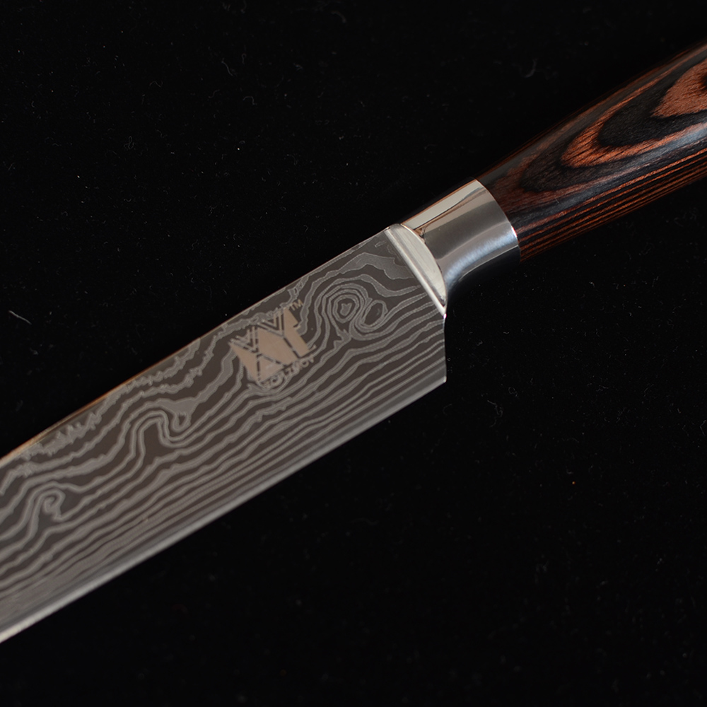 XYJ Razor Sharp Knives Set Pakka Wood Handle 7cr17 Stainless Steel Pattern Blade Santoku Chef Slicer Boning Kitchen Knife