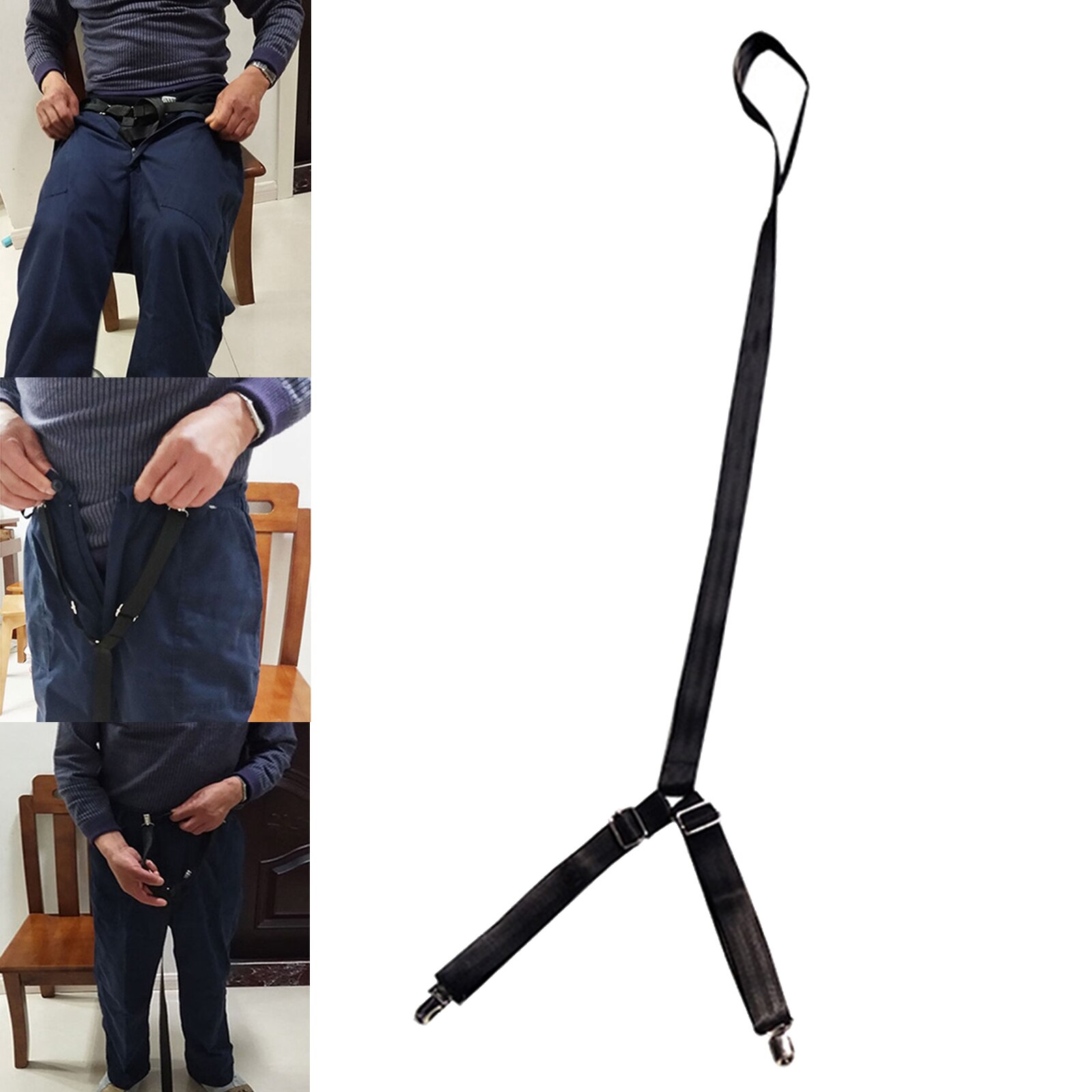 Makkelijk Te Plaatsen Clip En Pull Dressing Aid Band Broek Assist Aids Voor Ouderen Senioren Verstelbare 99-115Cm zwart