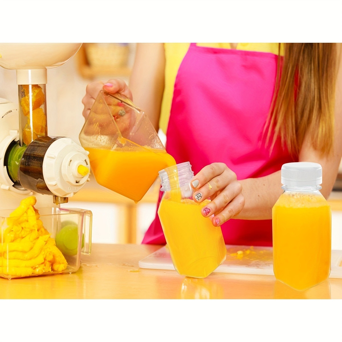 5pcs Plastic Bottles For Liquids - Ginger Shot Bottles With Caps, Wellness Juice Shot Drink Containers For Homemade Beverages