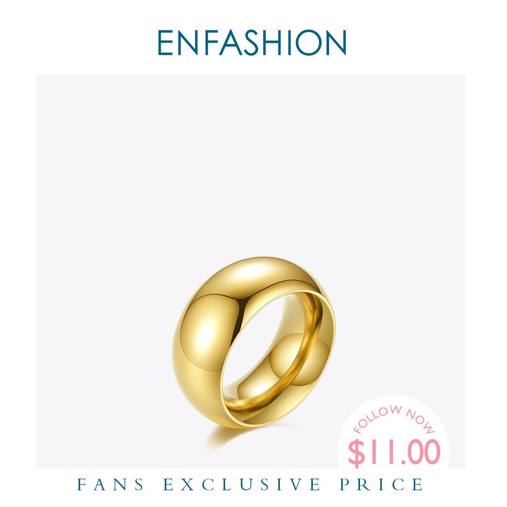 ENFASHION Punk Curved Rings For Women Gold Color Stainless Steel Minimalist Ring Jewelry Anillos Mujer R4057